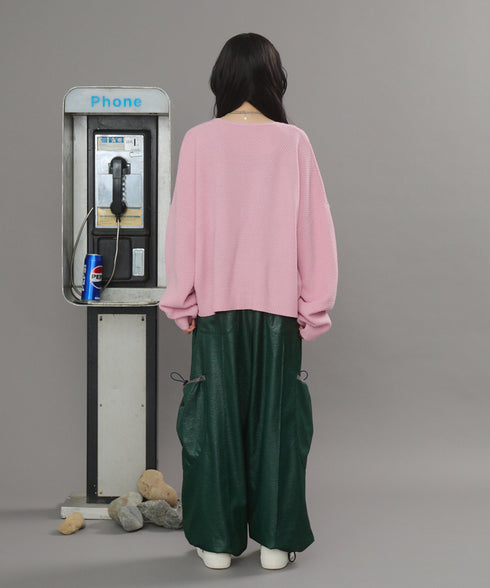 レザーライクアウトポケットカーゴパンツ