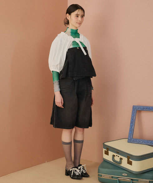 サイドジップボーイフレンドハーフデニムパンツ