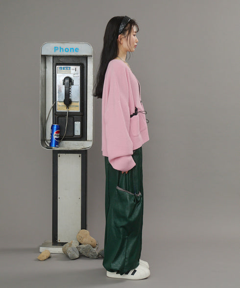 レザーライクアウトポケットカーゴパンツ