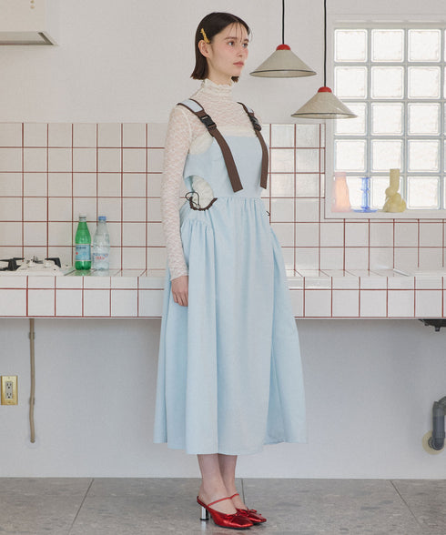 バックルショルダームードワンピース