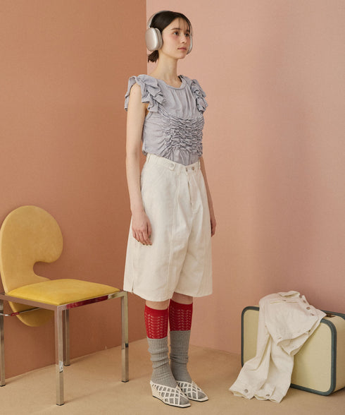 サイドジップボーイフレンドハーフデニムパンツ