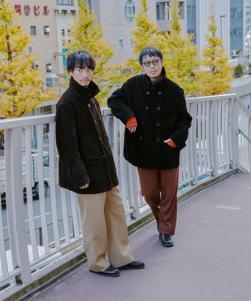 "Corbusier" double breasted suede jacket ideas from Yu-min&Kiuty