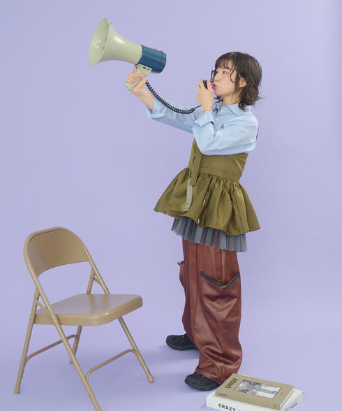 レザーライクアウトポケットカーゴパンツ