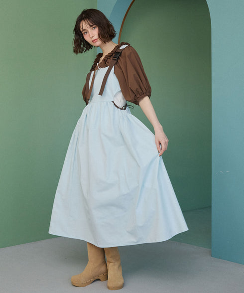 バックルショルダームードワンピース