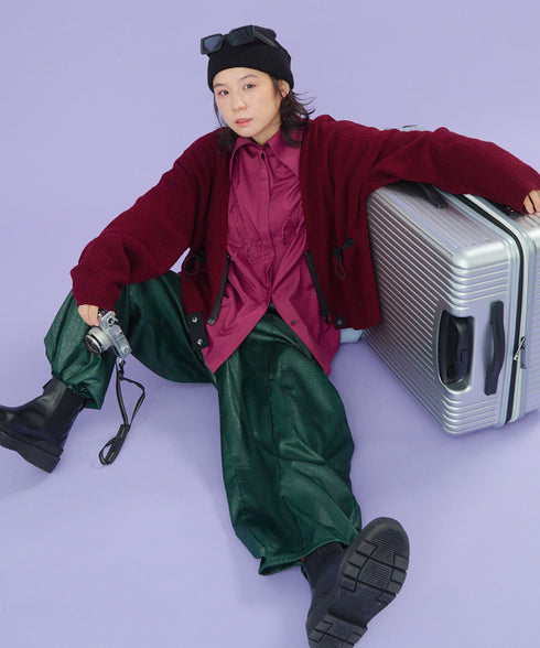 レザーライクアウトポケットカーゴパンツ