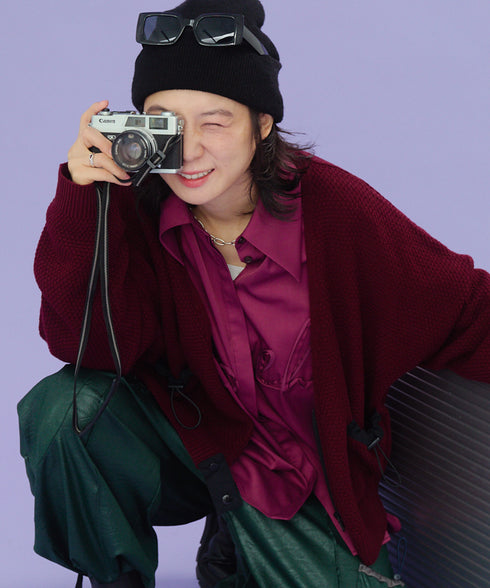 グロッシービッグカラーバイカラーシャツ