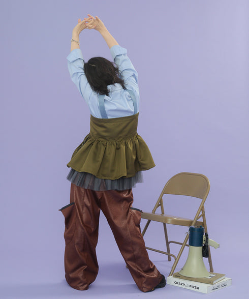 レザーライクアウトポケットカーゴパンツ