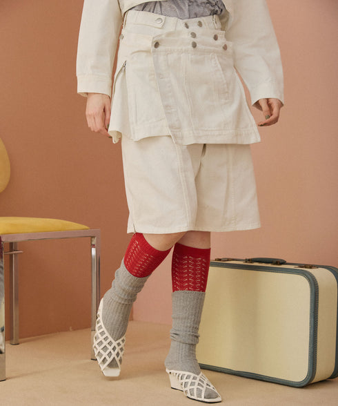 サイドジップボーイフレンドハーフデニムパンツ