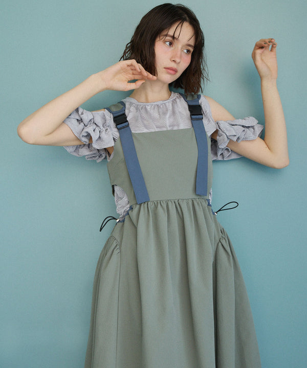 バックルショルダームードワンピース