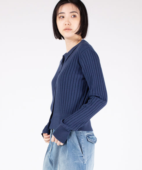 ワイドリブ ニット カーディガン