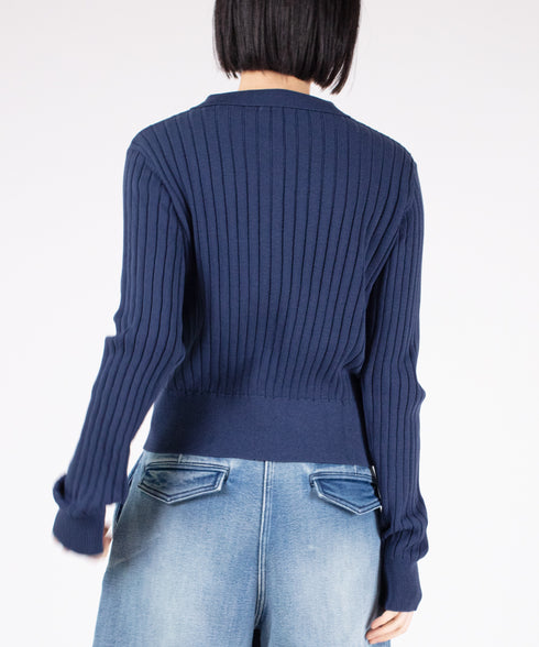 ワイドリブ ニット カーディガン