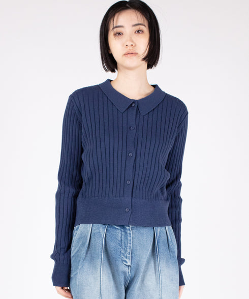 ワイドリブ ニット カーディガン