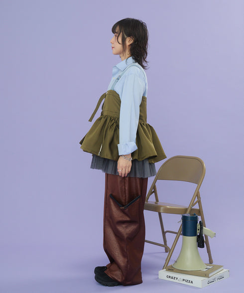 レザーライクアウトポケットカーゴパンツ