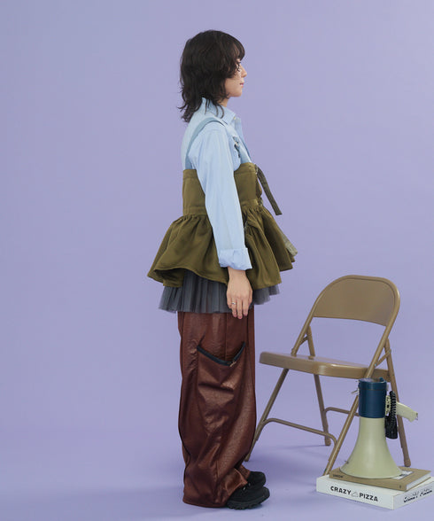 レザーライクアウトポケットカーゴパンツ