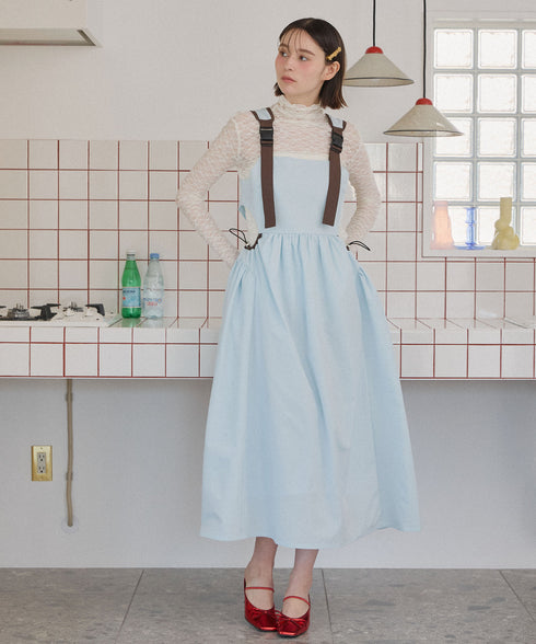 バックルショルダームードワンピース