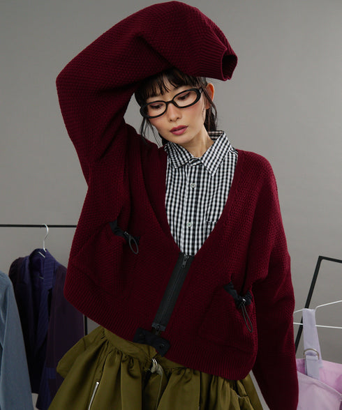 リラックスドローコードジップカーディガン