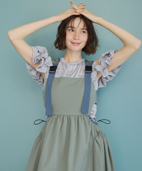 バックルショルダームードワンピース