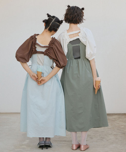 バックルショルダームードワンピース