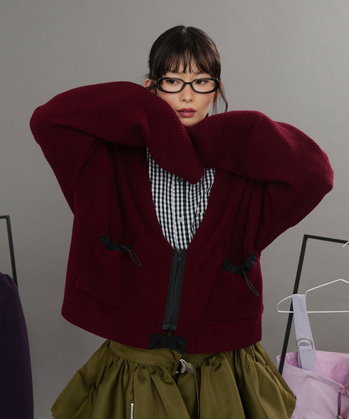 リラックスドローコードジップカーディガン