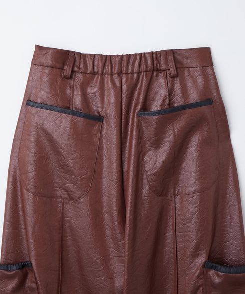 レザーライクアウトポケットカーゴパンツ