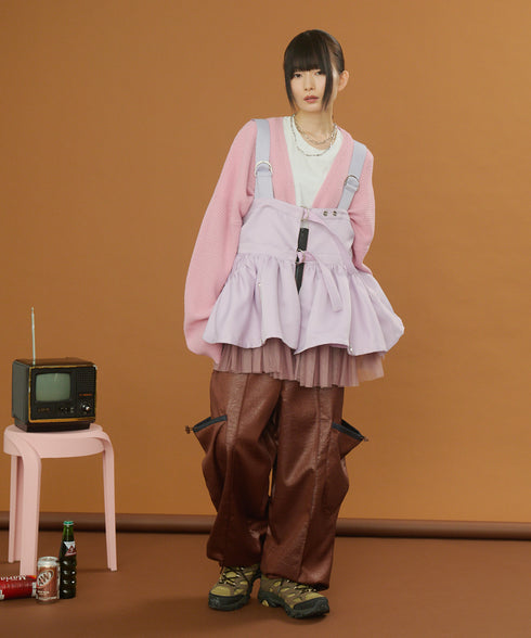 レザーライクアウトポケットカーゴパンツ