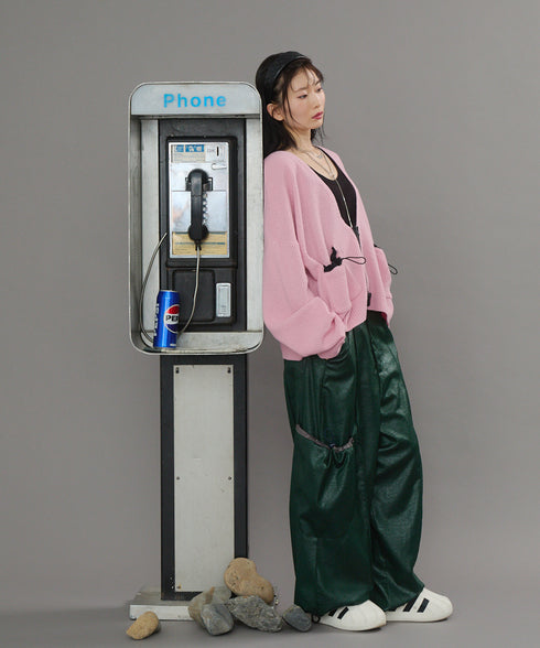 レザーライクアウトポケットカーゴパンツ