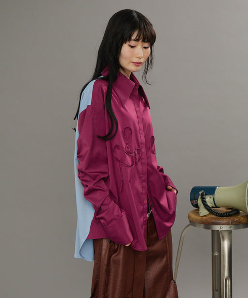 グロッシービッグカラーバイカラーシャツ