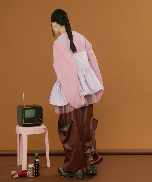 レザーライクアウトポケットカーゴパンツ