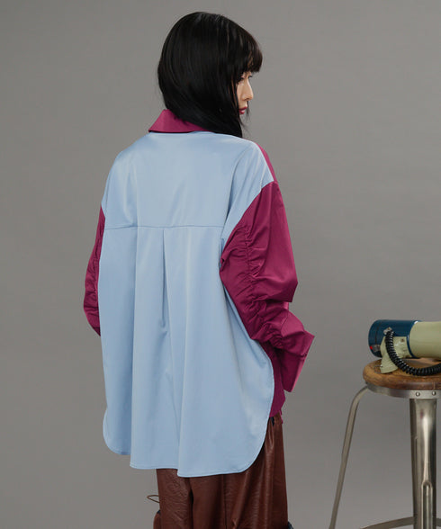 グロッシービッグカラーバイカラーシャツ