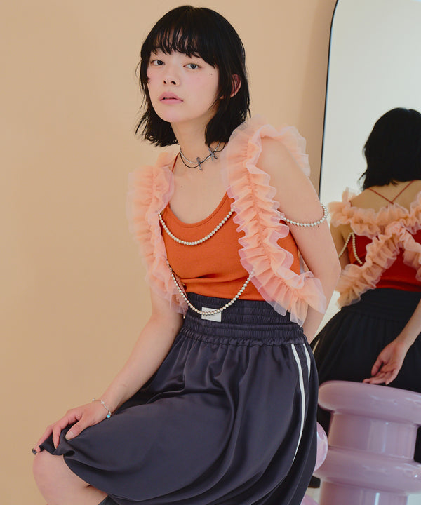 2wayグラデーションフリル&ビジュービスチェ