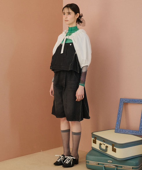 サイドジップボーイフレンドハーフデニムパンツ