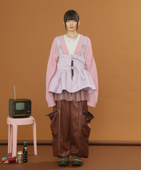 レザーライクアウトポケットカーゴパンツ