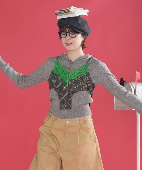 チェック×レースマルチウェイビスチェセット