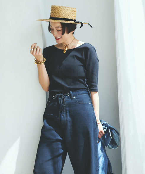 oblekt×MIyakoTakayama Open-Back Wide Rib Stitched Tops