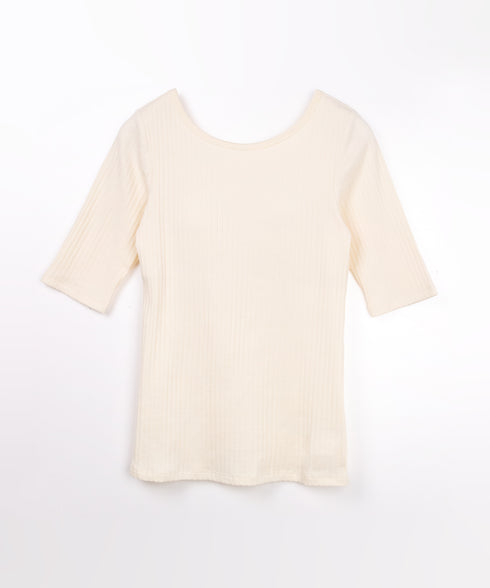 oblekt×MIyakoTakayama Open-Back Wide Rib Stitched Tops