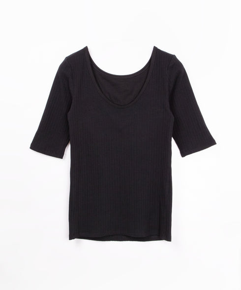 oblekt×MIyakoTakayama Open-Back Wide Rib Stitched Tops