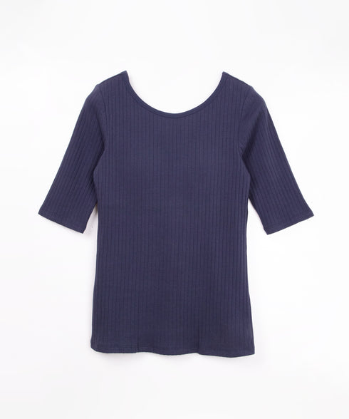 oblekt×MIyakoTakayama Open-Back Wide Rib Stitched Tops