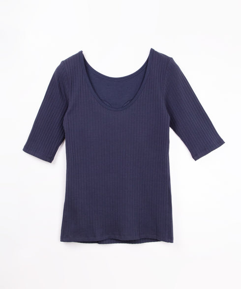 oblekt×MIyakoTakayama Open-Back Wide Rib Stitched Tops