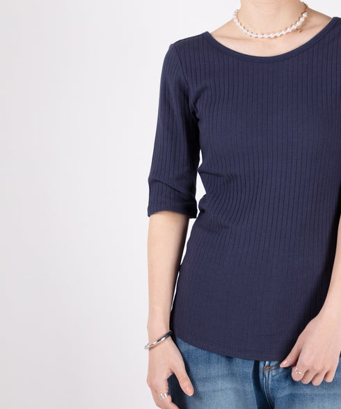 oblekt×MIyakoTakayama Open-Back Wide Rib Stitched Tops