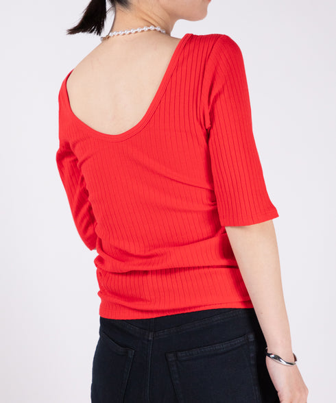 oblekt×MIyakoTakayama Open-Back Wide Rib Stitched Tops