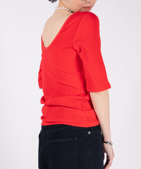 oblekt×MIyakoTakayama Open-Back Wide Rib Stitched Tops