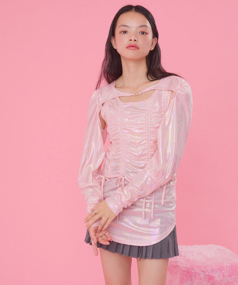 オーロラドッキングシャーリングトップス